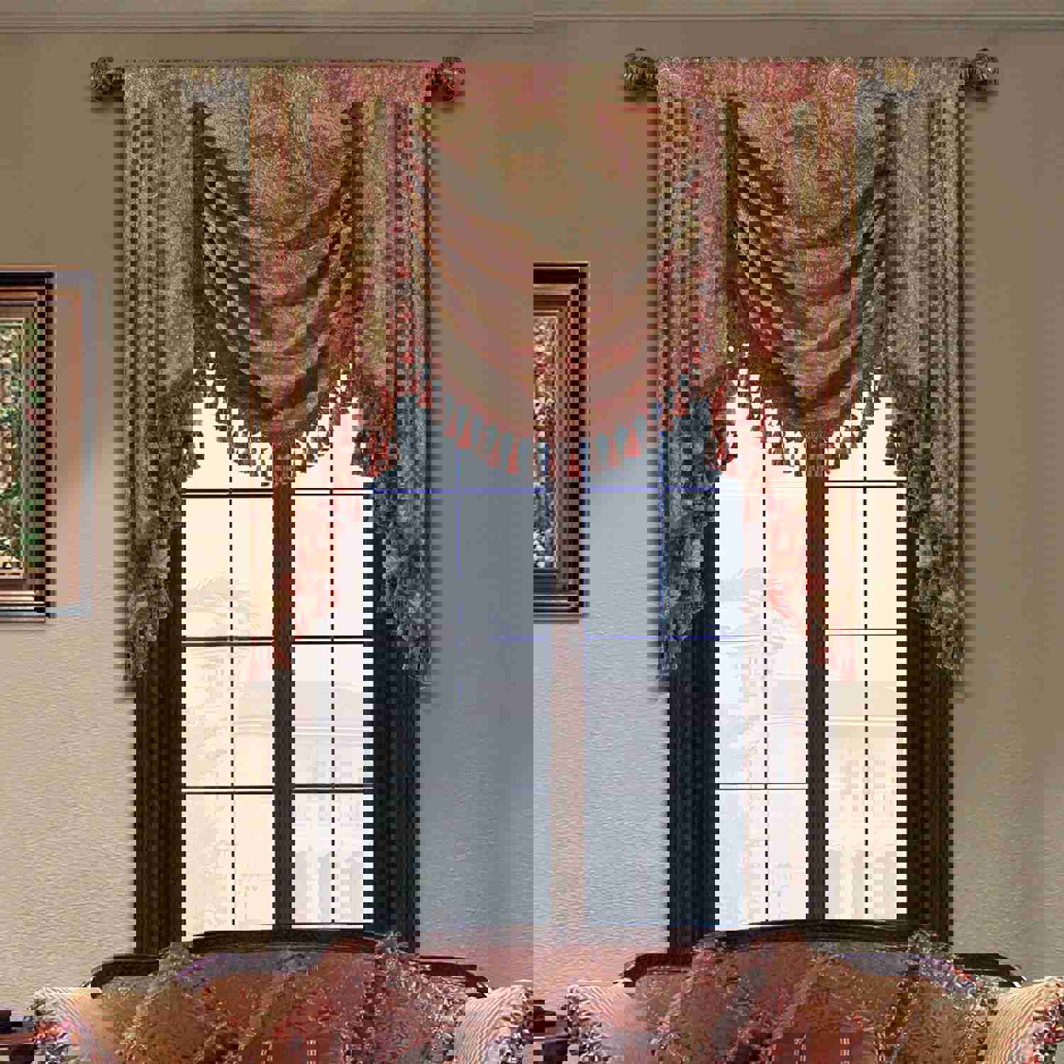 Atina Swag Valance - Vintage Pattern Window Drape