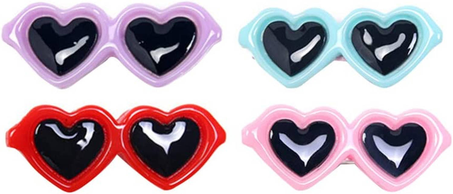 POPETPOP Pet Dog Bows Hair Clips - Cute Heart Sunglasses Design for Puppies