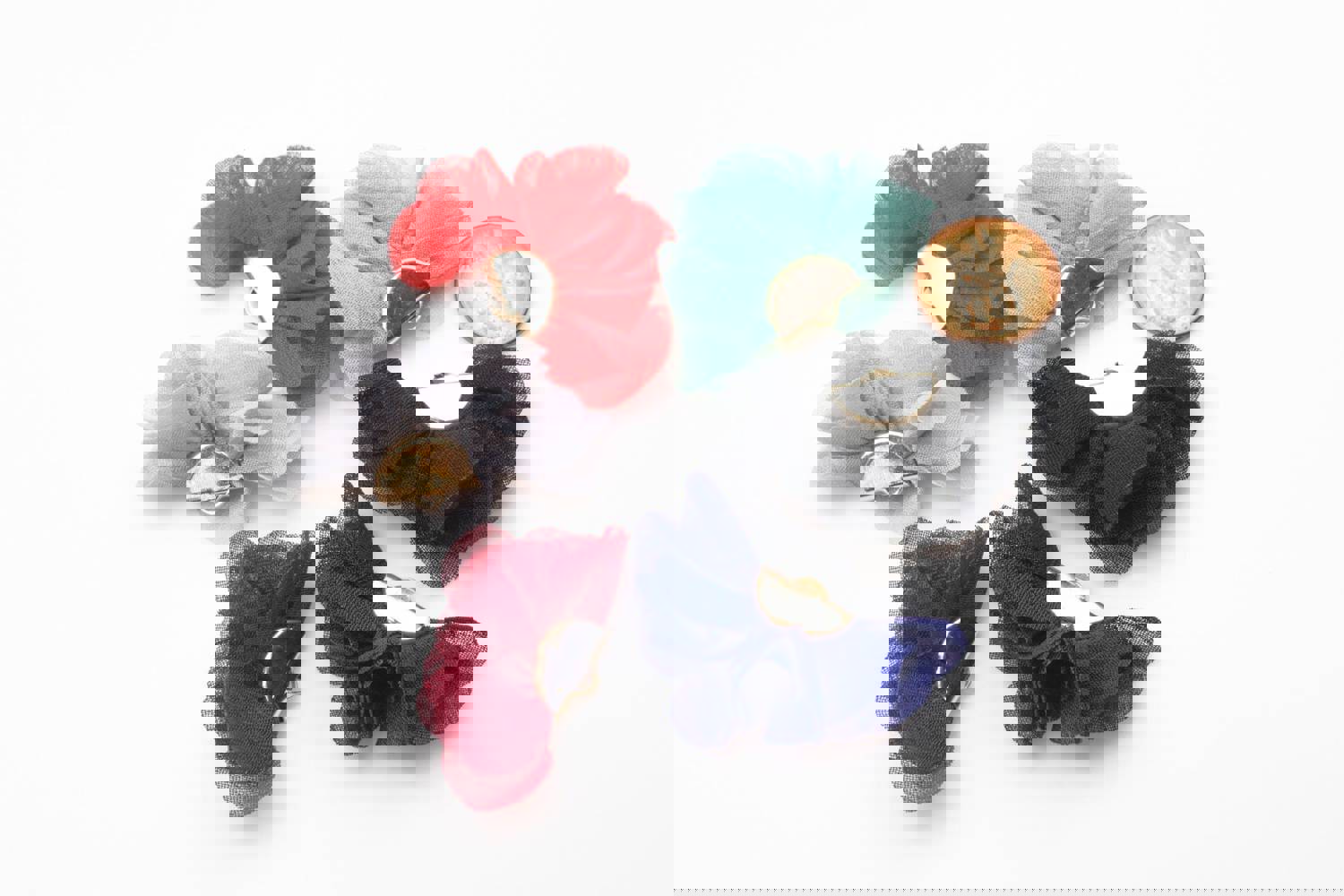 New Colors! BEAUTIFUL Ruffled Fan Tassels on Brass Findings - 2 Pairs per Order (1x1.5 inches)