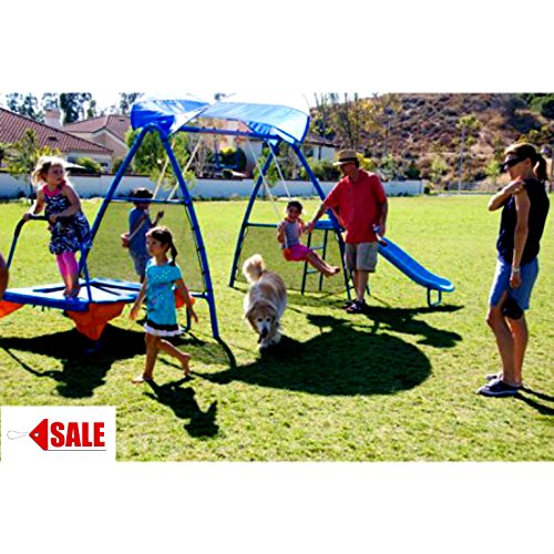 Skroutz Big Metal Swing Set for Backyard Fitness and Outdoor Fun