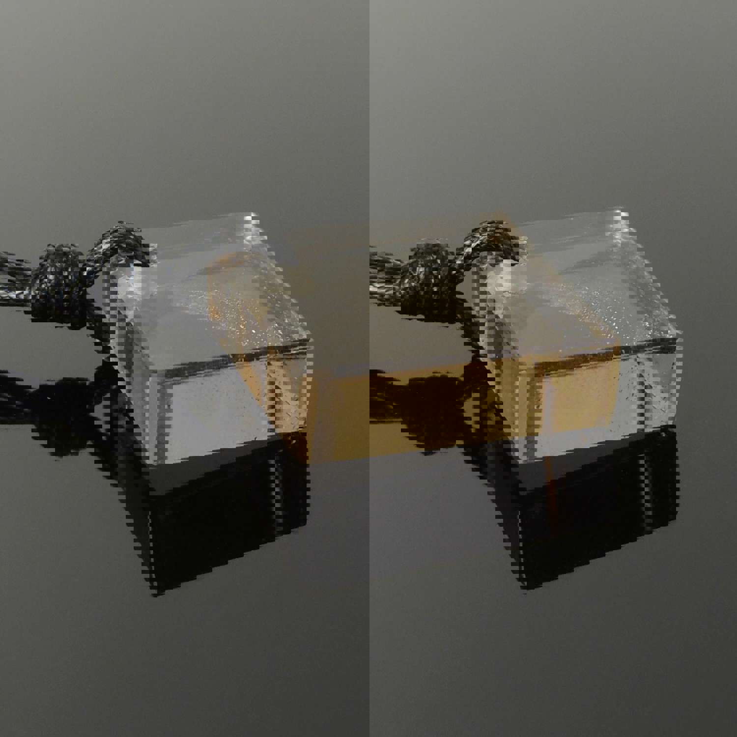 Handmade Smoky Quartz Diamond Pendant Necklace - Root Chakra Healing Adjustable Rope Jewelry