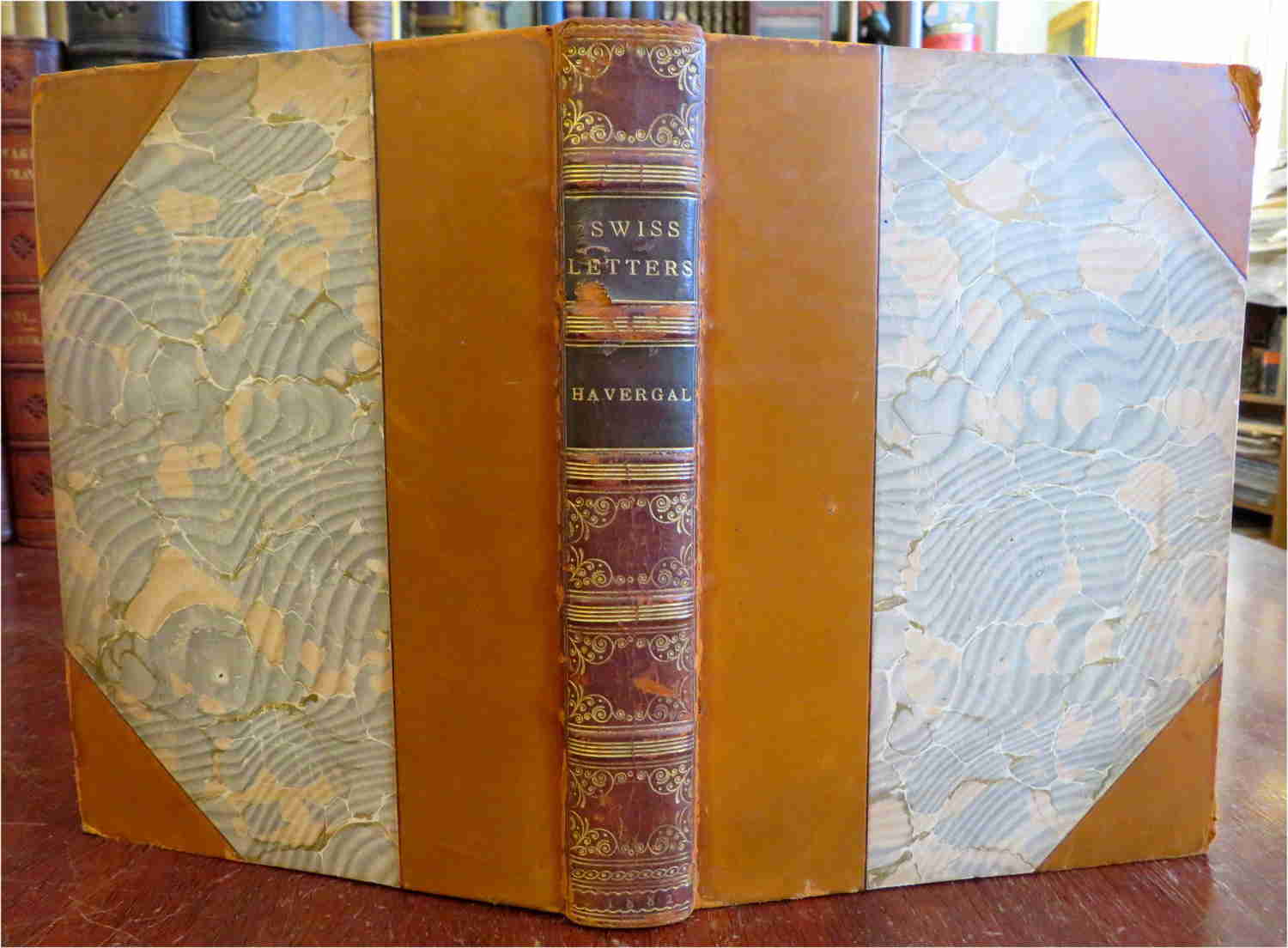 Swiss Letters & Alpine Poems 1882 Havergal 12 Color View Plates Leather Book