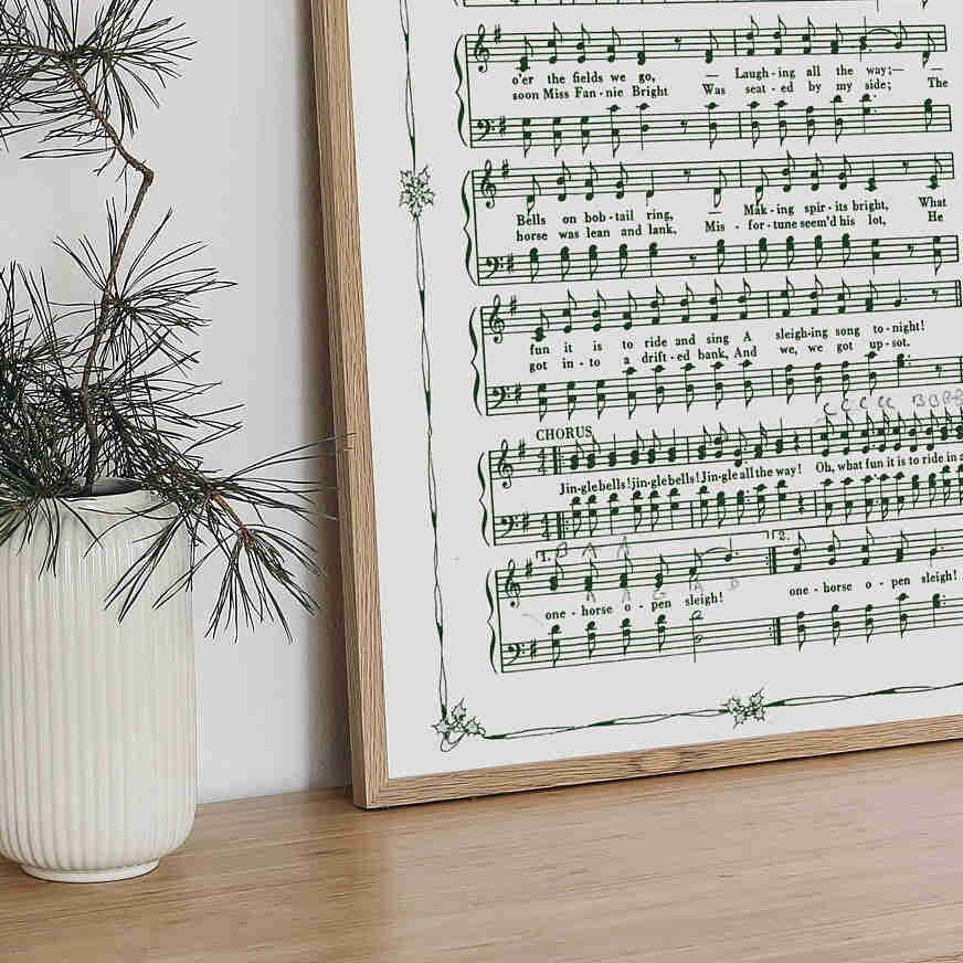 Jingle Bells Printable Vintage Sheet Music | Christmas Carol Hymn Collection for Holiday Decor