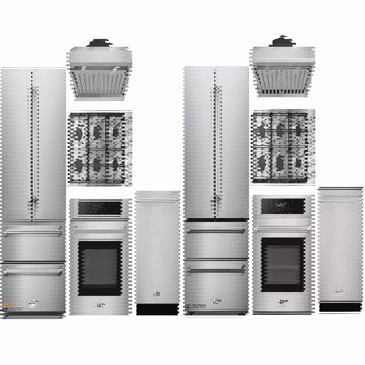 Thor Kitchen 5-Piece Pro Appliance Package - 36-Inch Gas Cooktop, Electric Wall Oven, Under Cabinet Hood, Dishwasher & Refrigerator in Stainless Steel