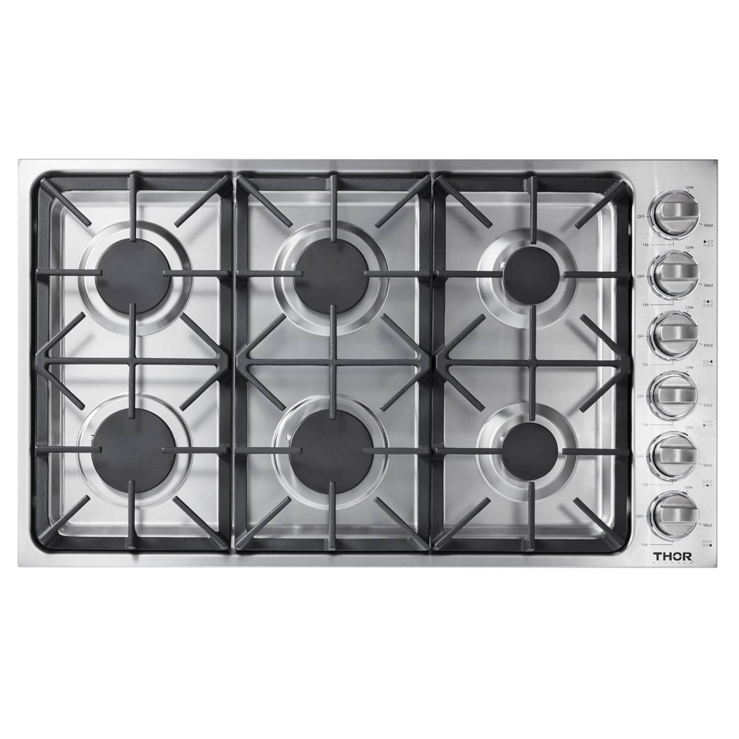 Thor Kitchen 5-Piece Pro Appliance Package - 36-Inch Gas Cooktop, Electric Wall Oven, Under Cabinet Hood, Dishwasher & Refrigerator in Stainless Steel