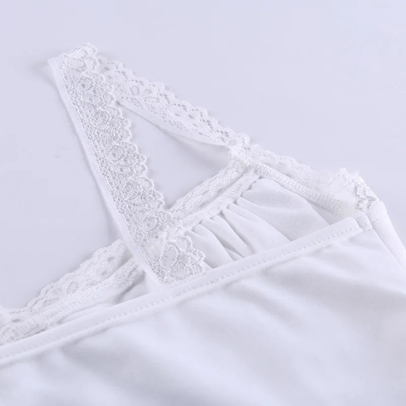 Nukty White Lace Backless Women Sleeveless Tops - Sexy Summer Camisoles