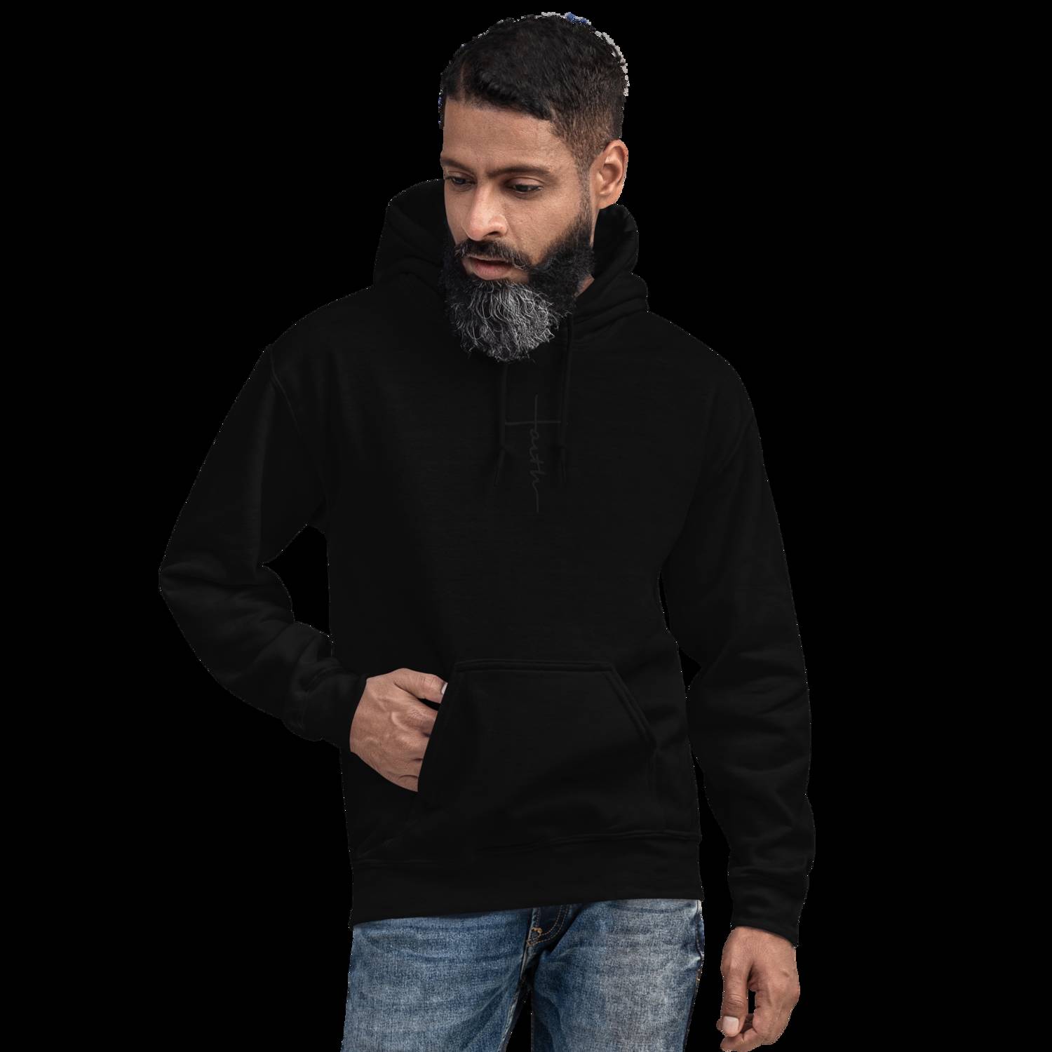 FAITH CROSS Black Stitch (Hebrews 11:1) - EMBROIDERY Unisex Hoodie