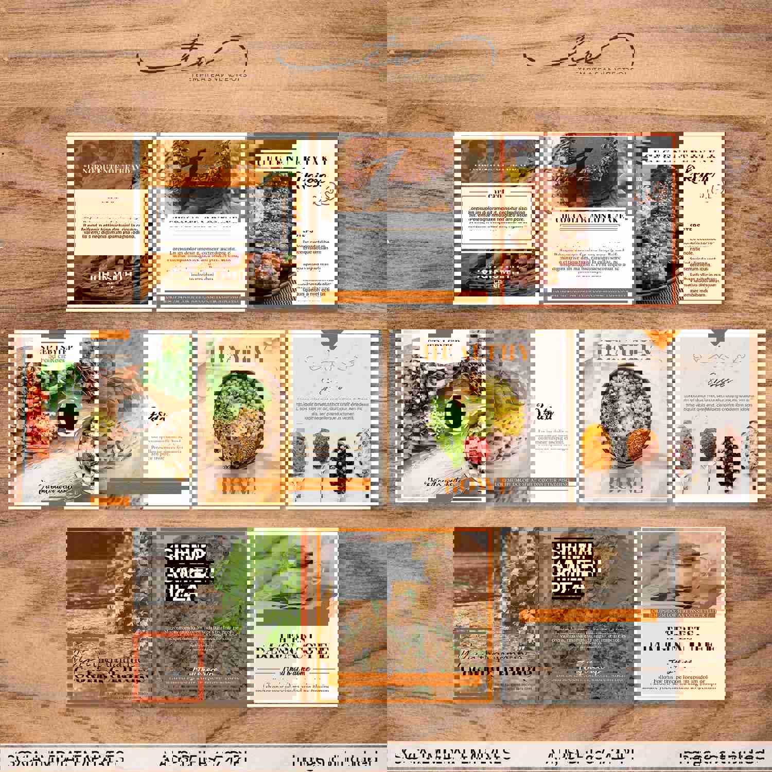 SMT001 Food Social Media Template in Burnt Orange - 20 Customizable Instagram Templates