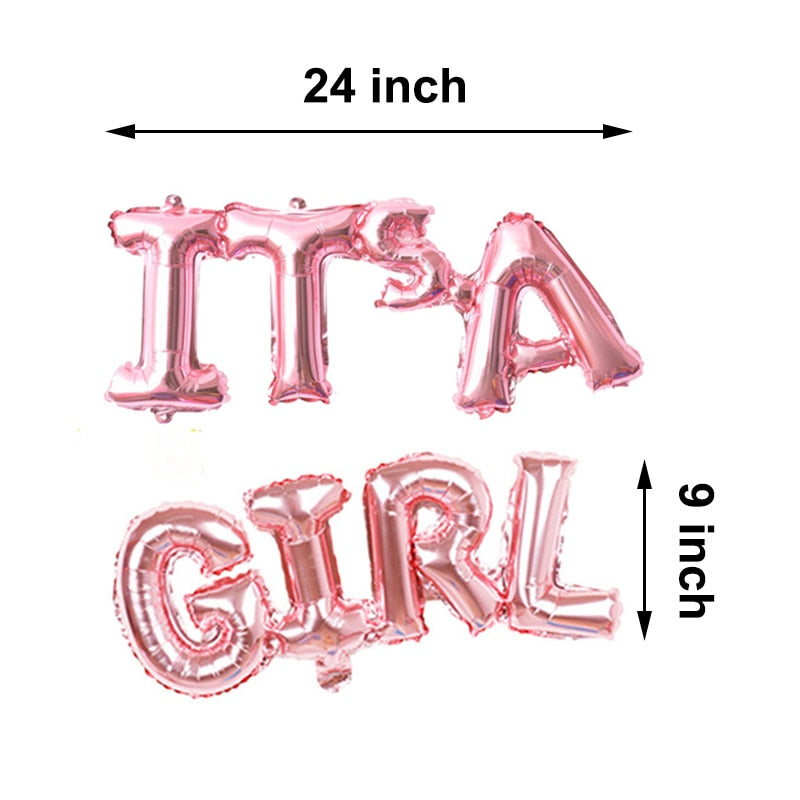 Baby Shower Decoration Backdrop with Rain Curtain and Gender Reveal Balloons