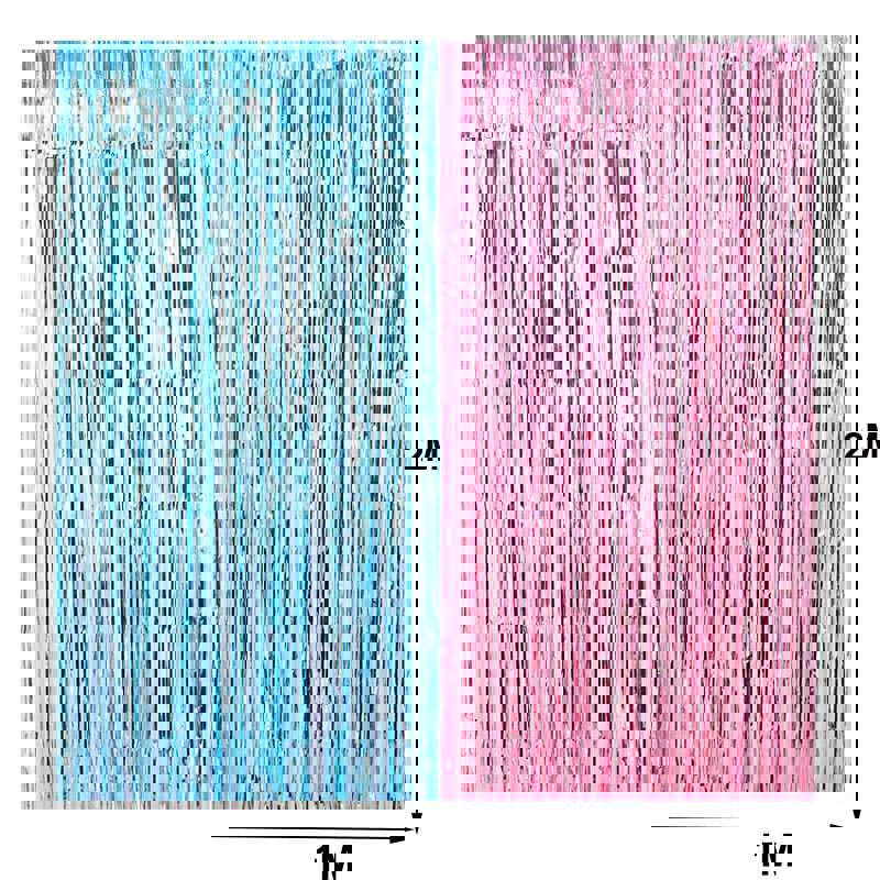 Baby Shower Decoration Backdrop with Rain Curtain and Gender Reveal Balloons