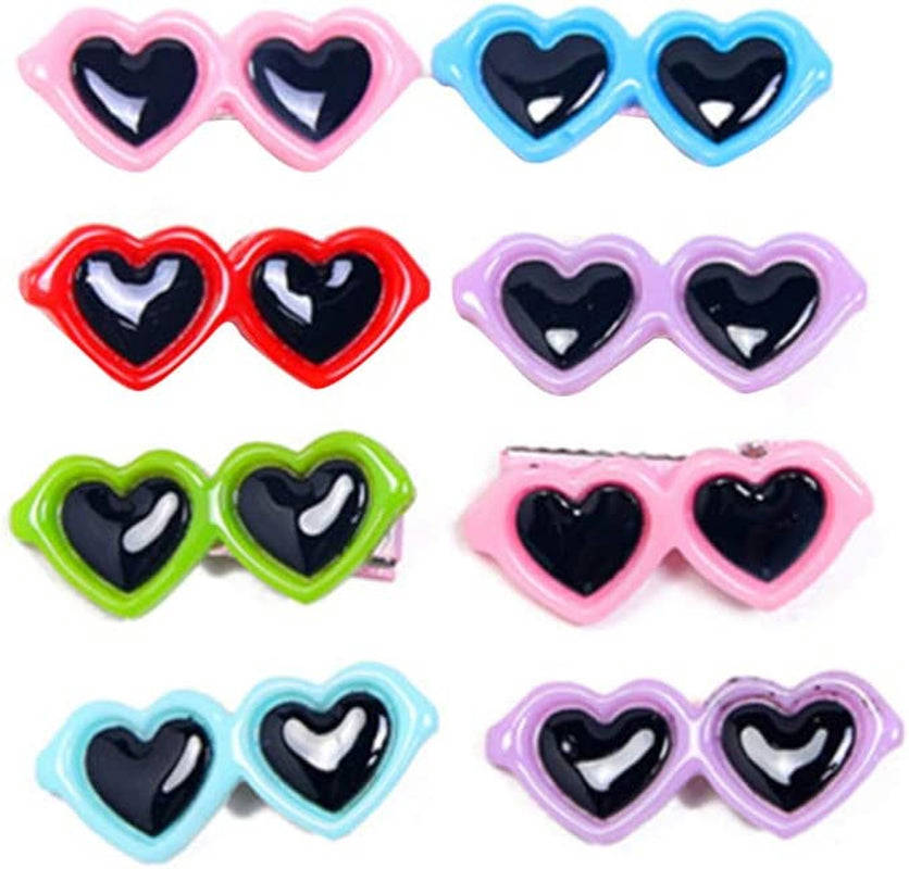 POPETPOP Pet Dog Bows Hair Clips - Cute Heart Sunglasses Design for Puppies