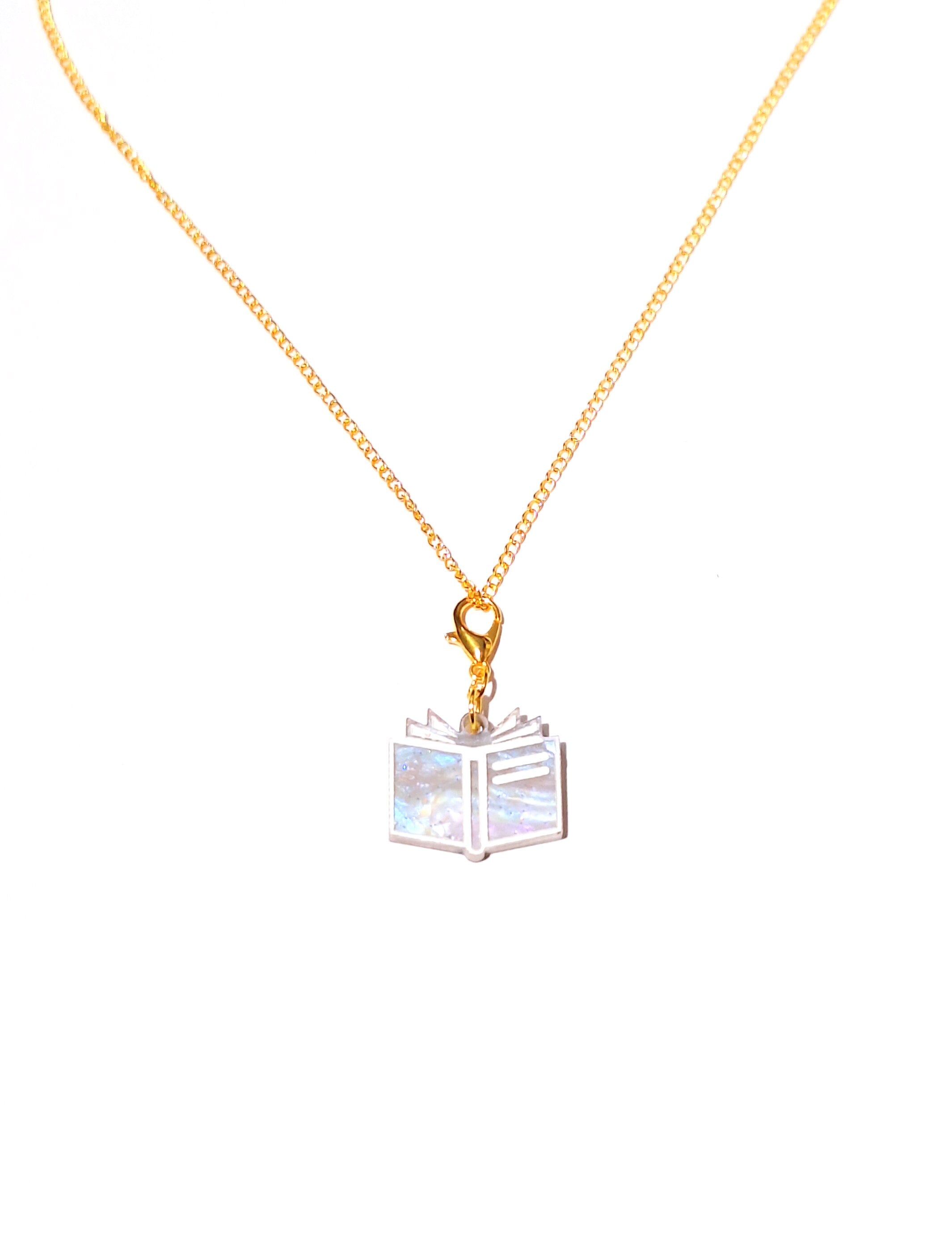 Cute Book Charm Pendant Necklace - Literary Jewelry for Book Lovers