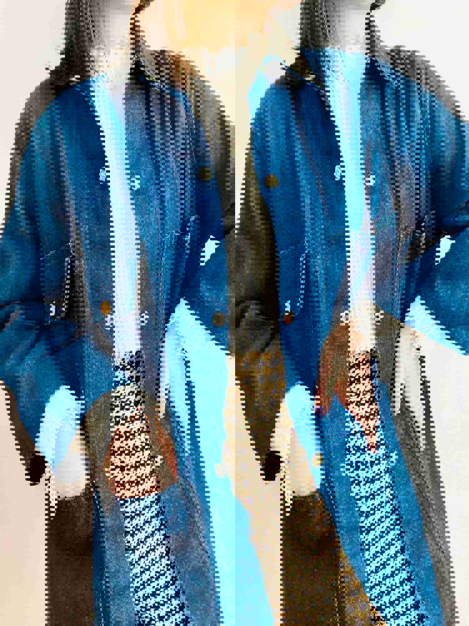 Vintage 1970s Denim Chore Jacket with Corduroy Collar