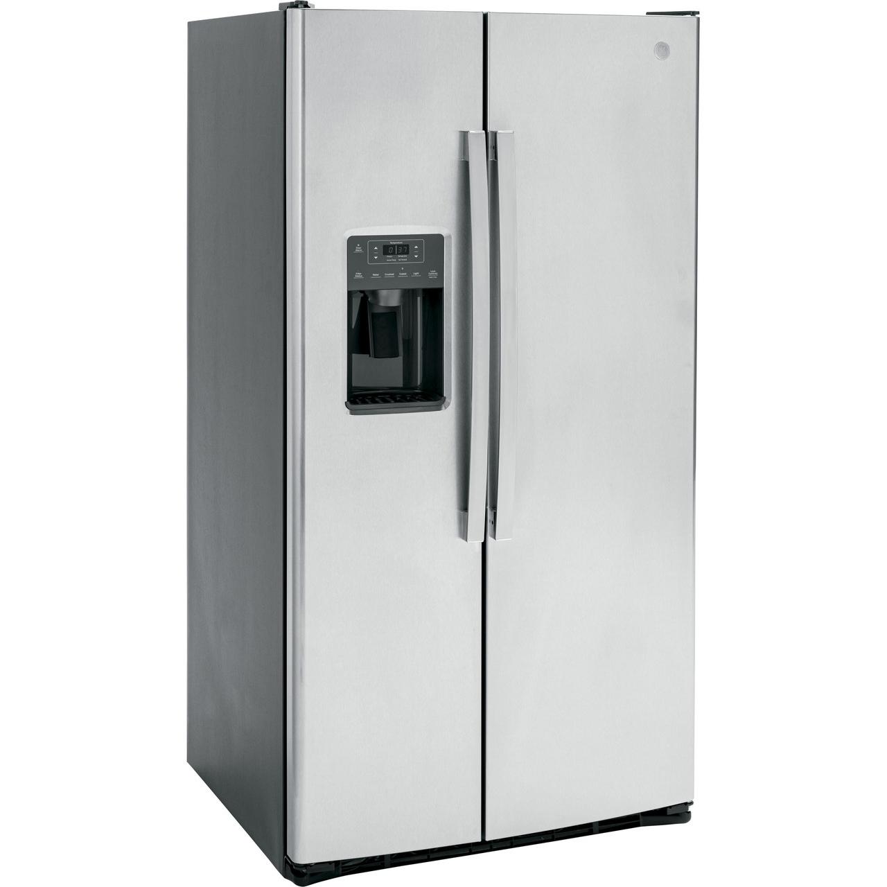 GE 36-inch, 25.3 cu. ft. Side-by-Side Refrigerator with Water and Ice Dispenser GSS25GYPFS