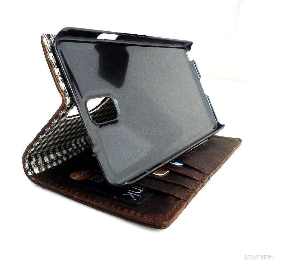 Genuine Vintage Leather Case for Samsung Galaxy Note 3 - Book Wallet (Brown/Wine)