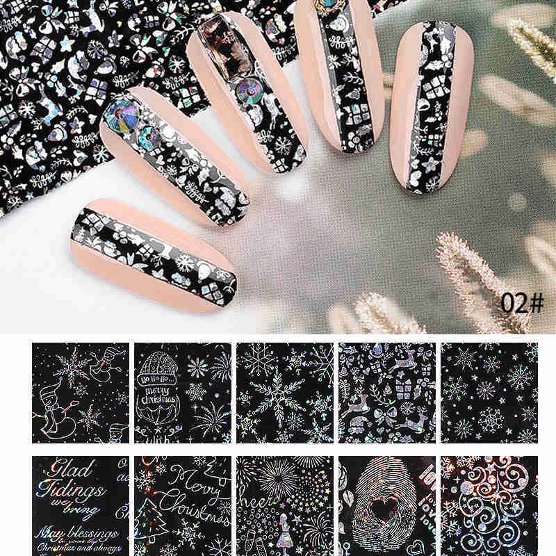 Christmas Nail Art Water Transfer Decal Wraps Stickers - Santa, Snow Elf, Snowmen Designs