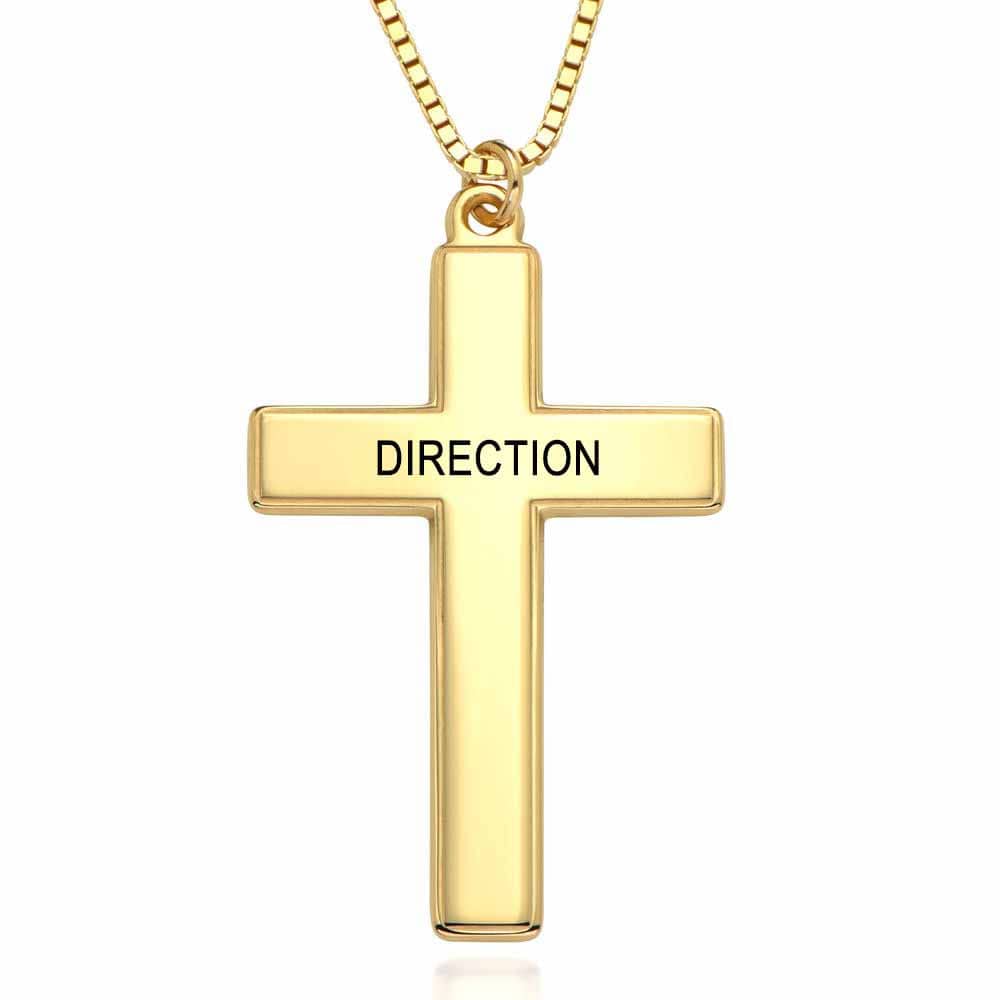 Custom Text Cross Necklace - Personalized Silver Name Necklace for Mother's Day Gift