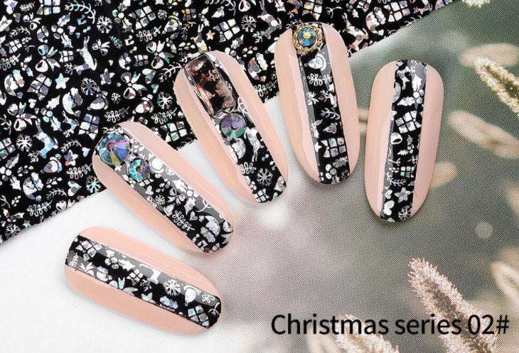 Christmas Nail Art Water Transfer Decal Wraps Stickers - Santa, Snow Elf, Snowmen Designs