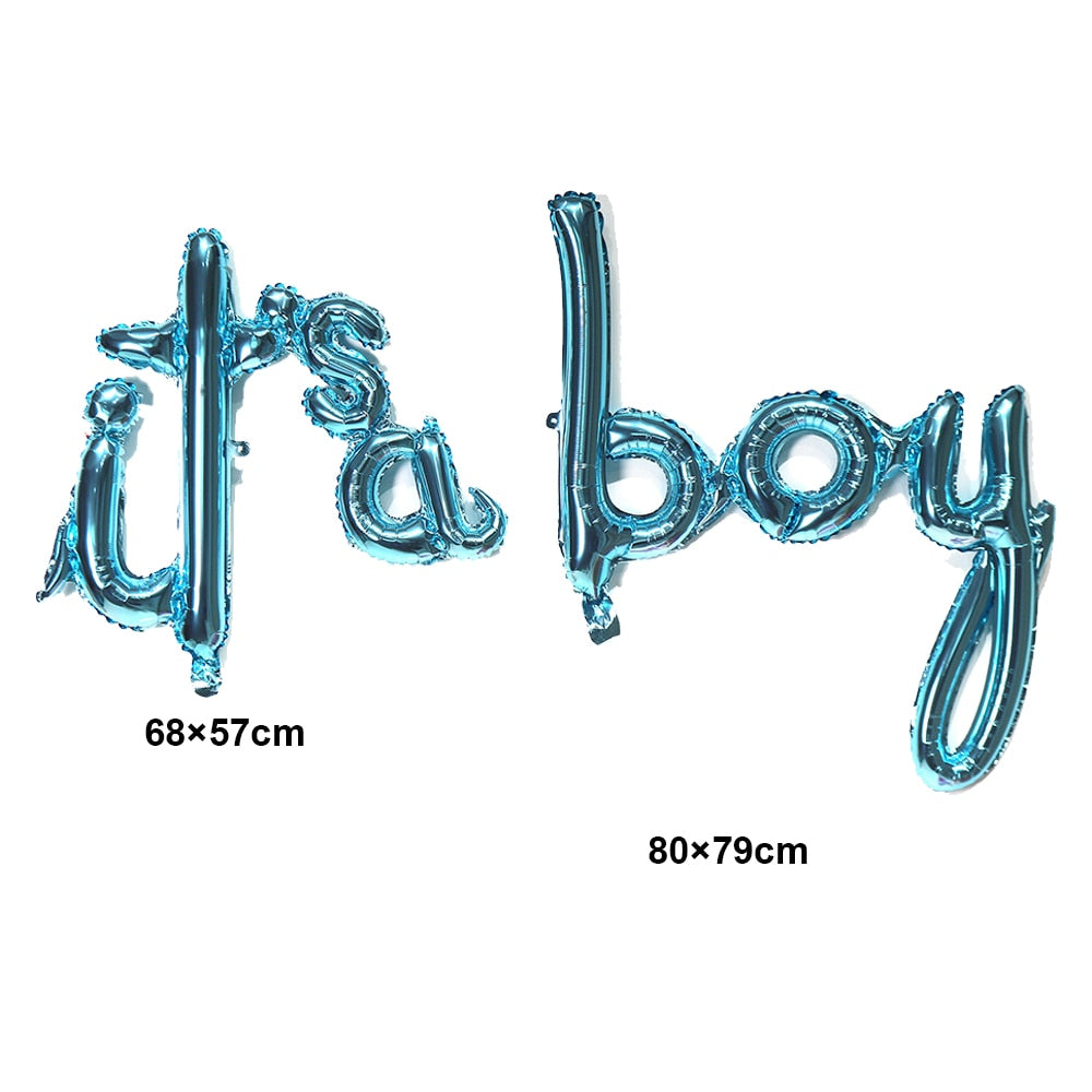 Baby Shower Decoration Backdrop with Rain Curtain and Gender Reveal Balloons