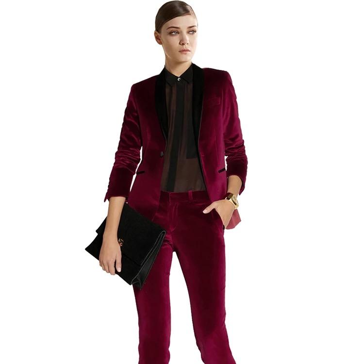 Wine Red Elegant Tuxedo Blazer with Black Lapel