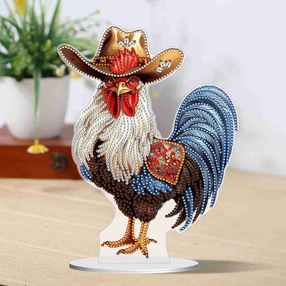 Special Shape Rooster Desktop Diamond Painting Art for Office & Home Decor