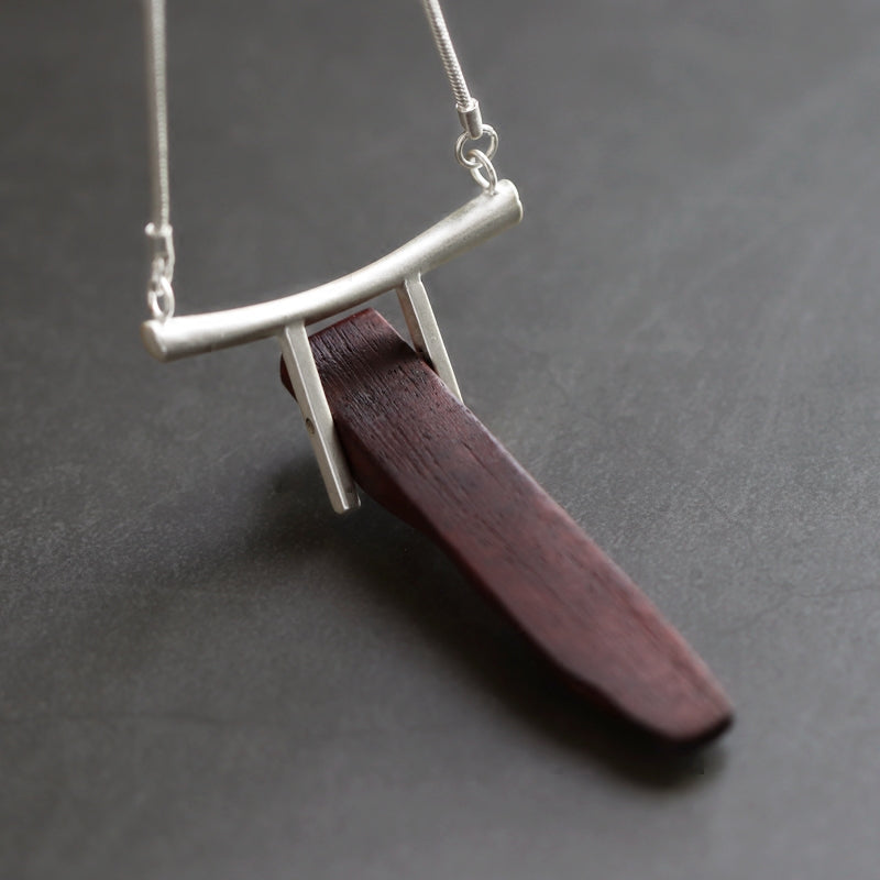 Handmade Rosewood Pendant Long Necklace for Women and Men