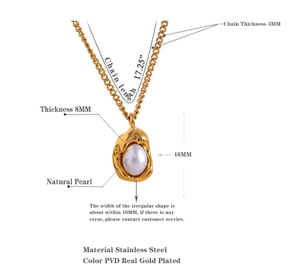 Maisy Gold Pearl Necklace - 18K Gold PVD with Natural Pearl Drop Pendant