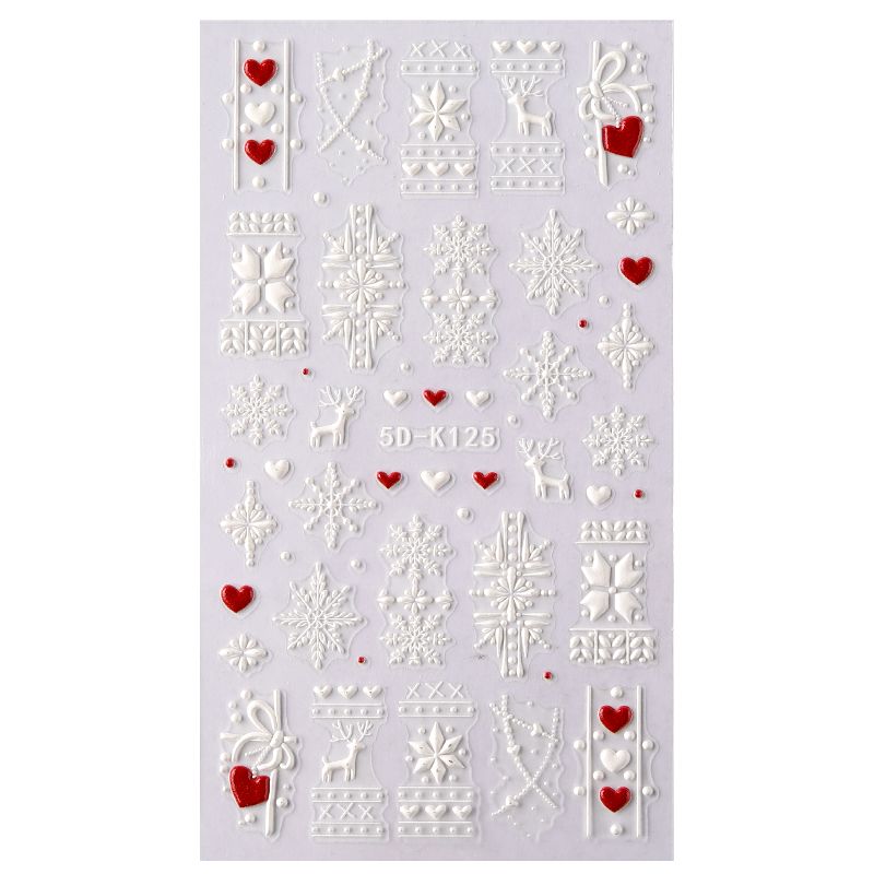 Qfdian Christmas Decor Ideas Nightmare Before Christmas 1PC 5D Nail Stickers Winter Santa Claus Self-Adhesive Slider Nail Art Decorations