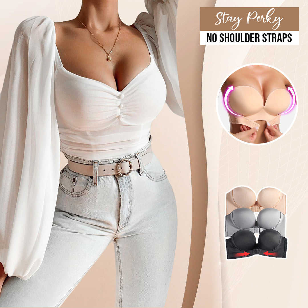 LauraCollection® Front Buckle Strapless Wireless Push Up Bra [BUY 1 GET 2 FREE] - BEIGE