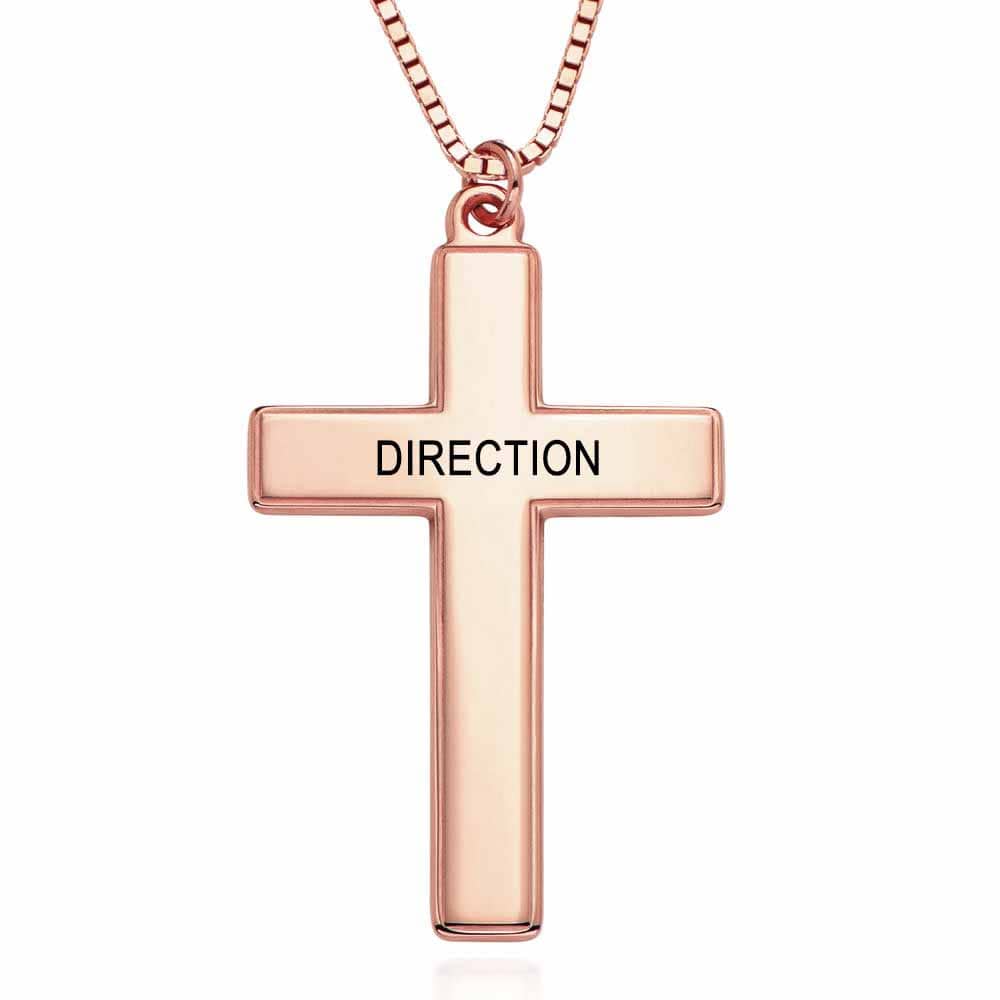 Custom Text Cross Necklace - Personalized Silver Name Necklace for Mother's Day Gift