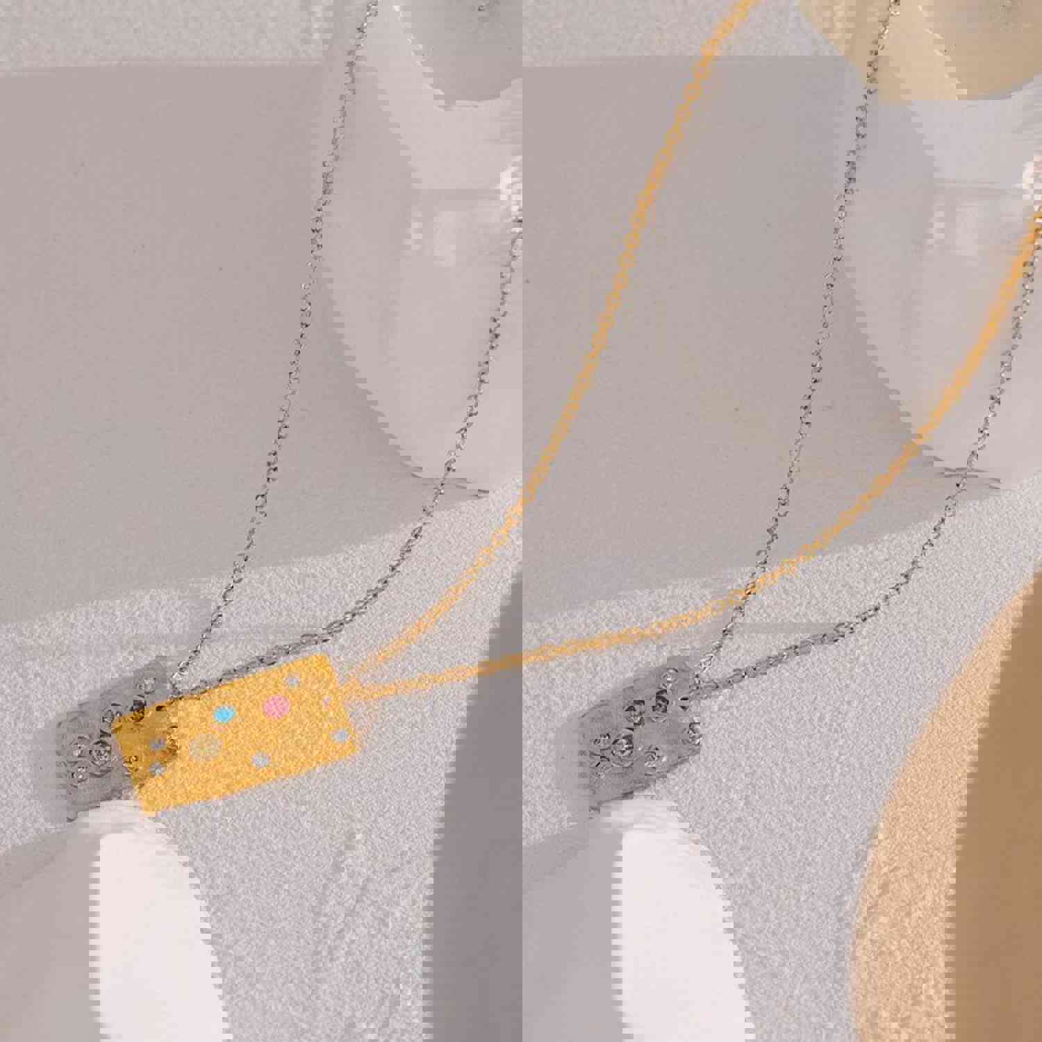 Amelia Square Necklace with CZ