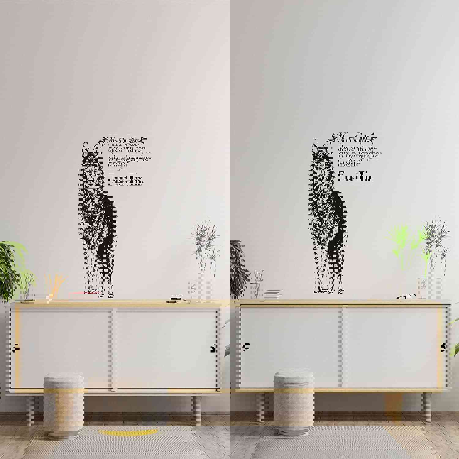 Animal Life Quote Vinyl Wall Sticker Decal - Trust Him God Wolf Motivation Quote