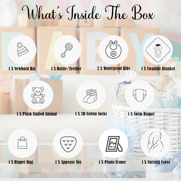 Blue Baby Boy Bundle Gift Set with Essentials, Toys & Accessories for 1st Year (12 Items)