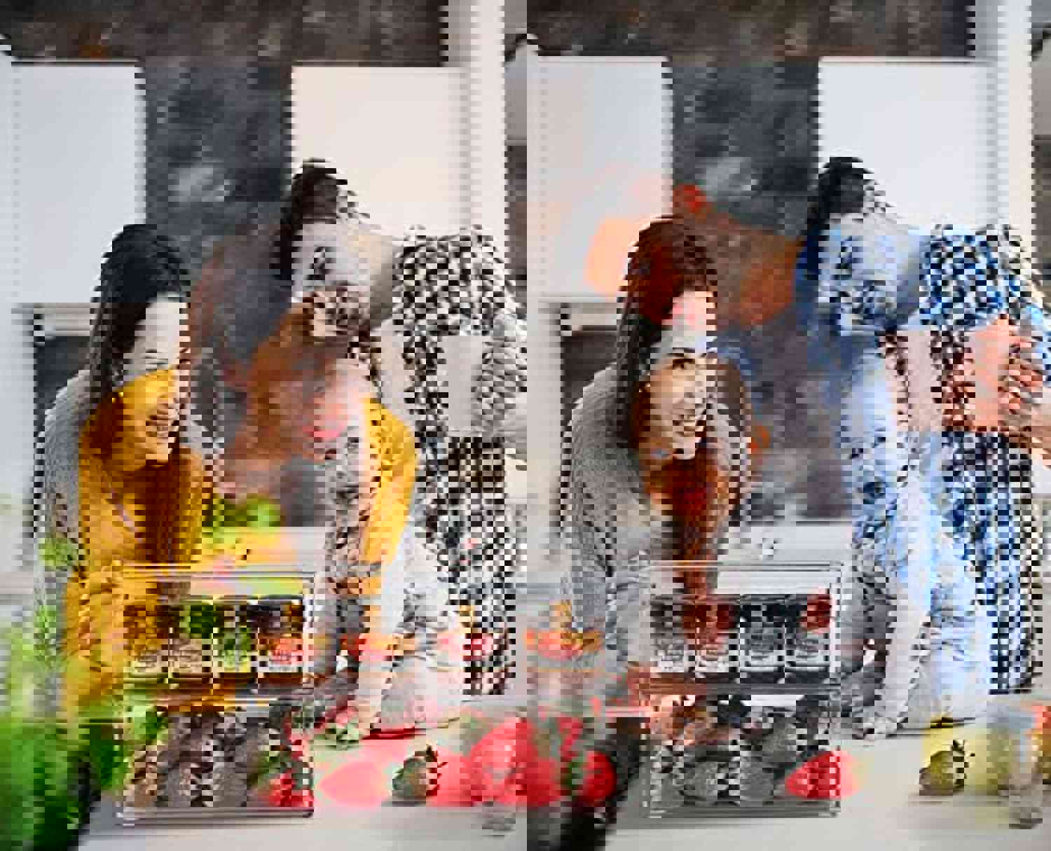 HERKKA Stackable Refrigerator Organizer Bins, 4 Large and 4 Medium Clear Plastic Fridge Organizers with Handles