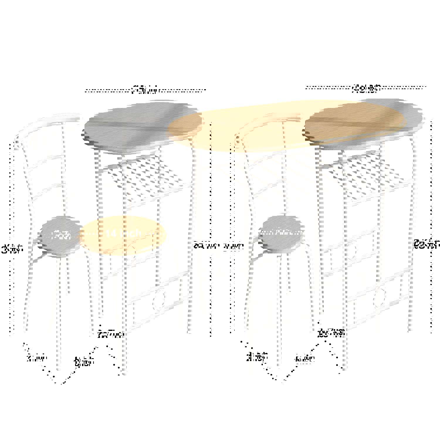 Space Saving Round Bistro Table Set with Wooden Chairs for Small Spaces