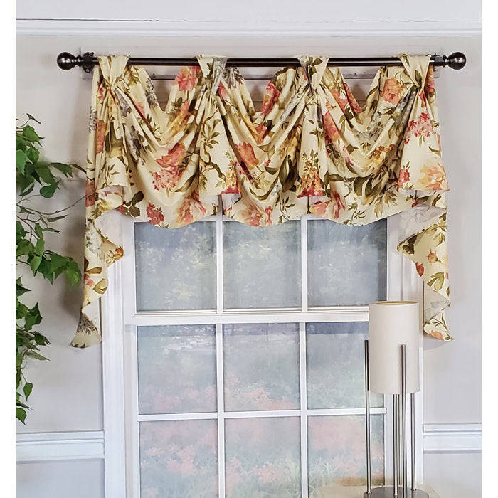 Floral Cotton Swag Window Valance in Cameo Cream