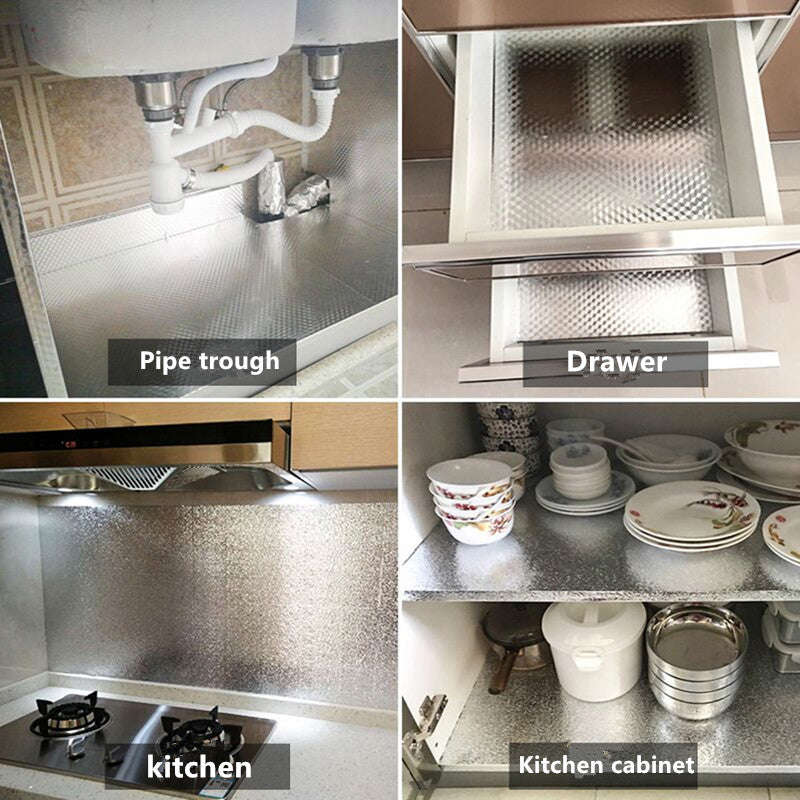 40x100/200cm Thick Waterproof Kitchen Aluminum Foil Self-adhesive Drawer Pad