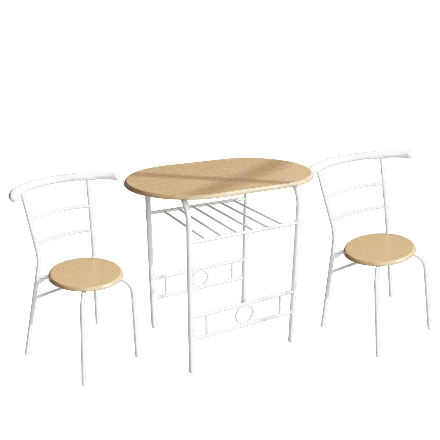 Space Saving Round Bistro Table Set with Wooden Chairs for Small Spaces