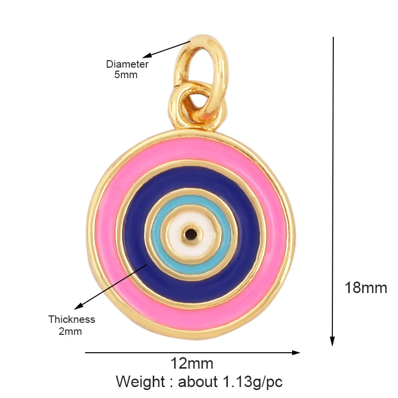 Style Star Moon Colourful Amulet Turkish Lucky Evil Eye Charm Pendant with Zircon Jewelry