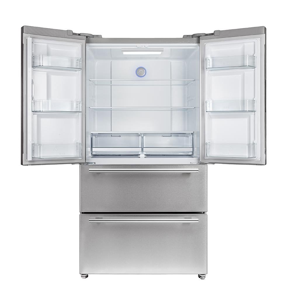 Forno 36 Moena French Door Refrigerator - 19 cu.ft with Double Freezer Drawer and Ice Maker (FFRBI1820-36SB)