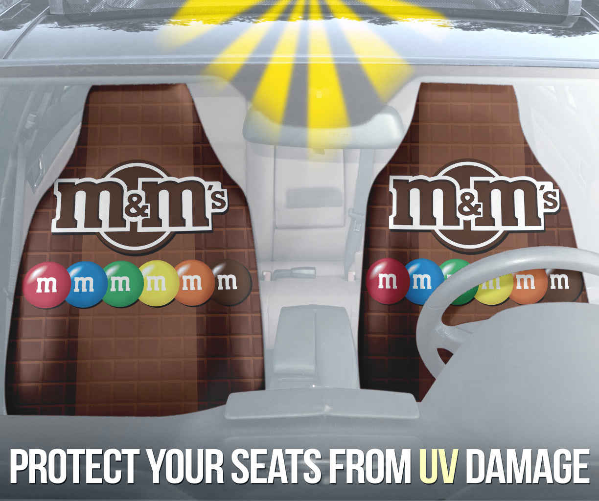 M&M Chocolate Logo Car Seat Covers - Premium Custom-Made Car Accessories