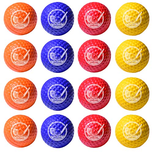 GoSports Foam Golf Practice Balls - 16 Pack with Storage Tote | Realistic Feel for Indoor & Outdoor Training