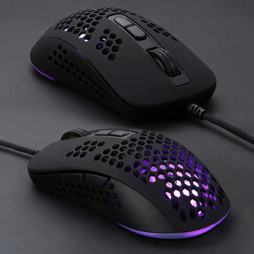 Hive Lightweight Honeycomb Gaming Mouse RGB USB Wired Optical Mice 2400 DPI 6 Buttons