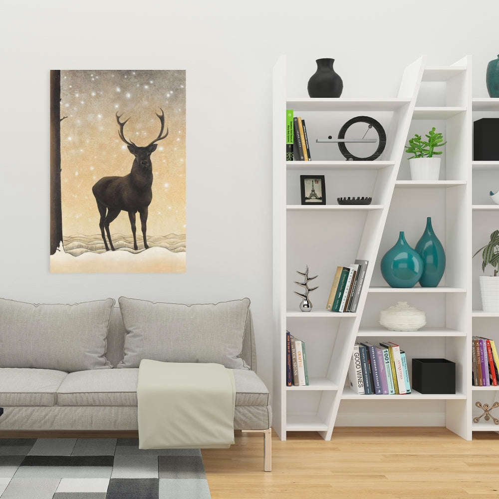 Roe Deer In Winter, Fine Art Gallery Wrapped Canvas 24x36