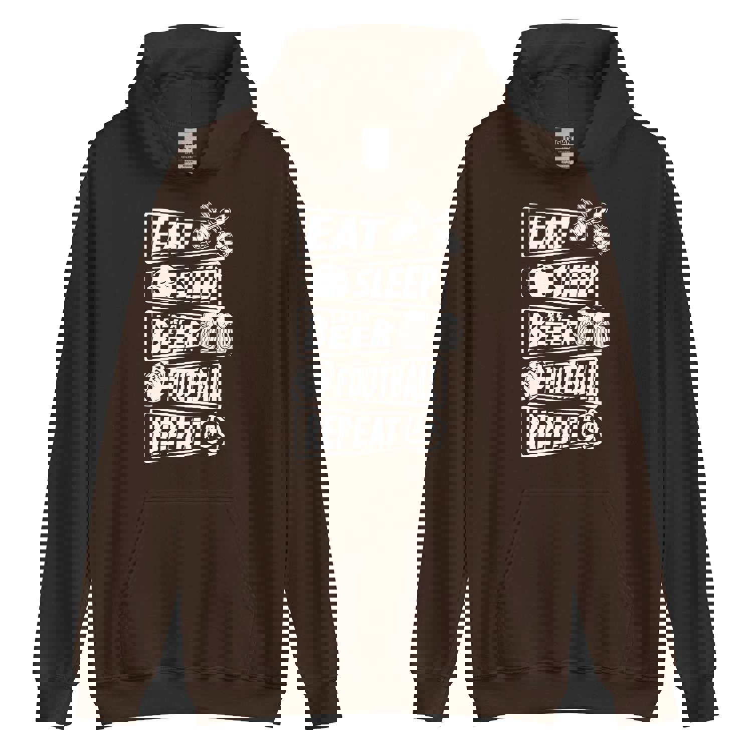 Eat, Sleep, Craft Beer, Football, Repeat - White Ink - Unisex Hoodie