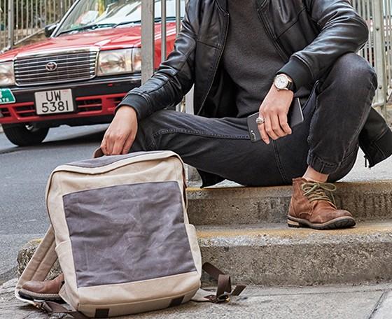 Canvas Gray Mens Cool Backpack - Durable Travel & School Bag