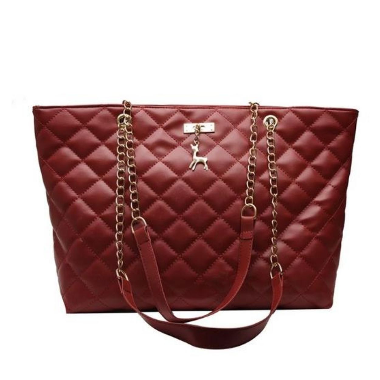 Luxury Quilted Leather Shoulder Tote Handbag