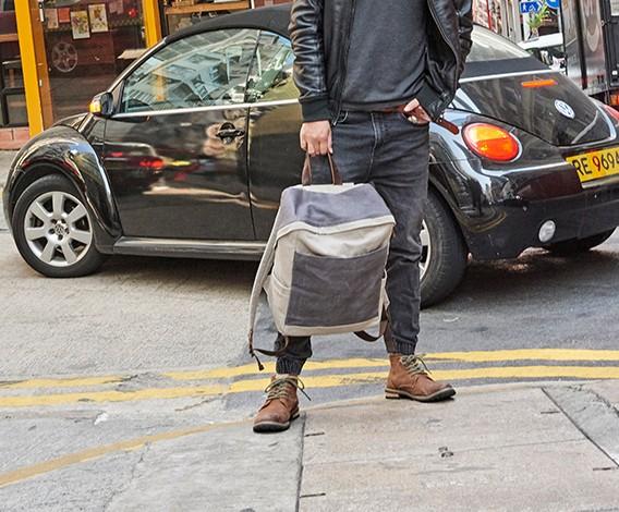 Canvas Gray Mens Cool Backpack - Durable Travel & School Bag