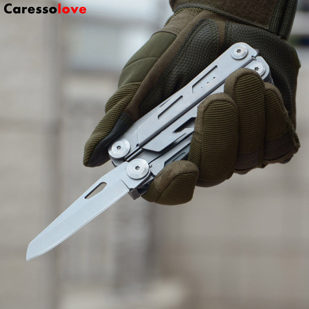 Caressolove EDC Outdoor Survival Gear Multi Tool Pliers, 14-In-1 Stainless Steel Multitool Tactical Knives For Men
