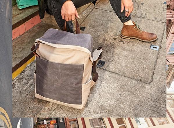 Canvas Gray Mens Cool Backpack - Durable Travel & School Bag